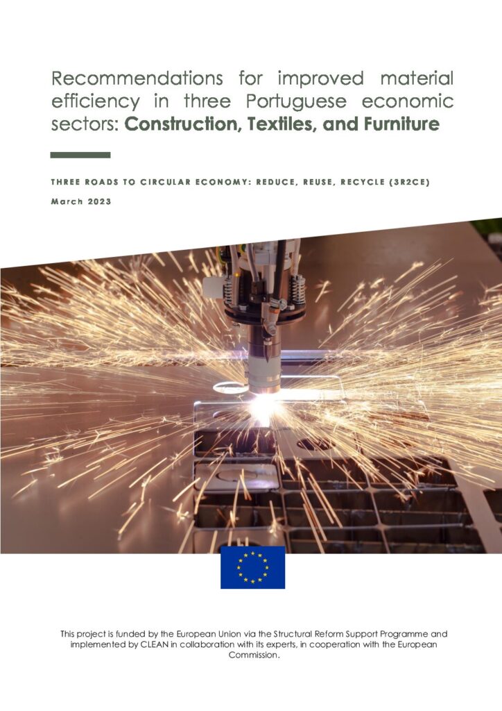 Recommendations for improved material efficiency in three Portuguese economic sectors