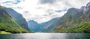 Views from naeroyfjord boat cruise in Norway